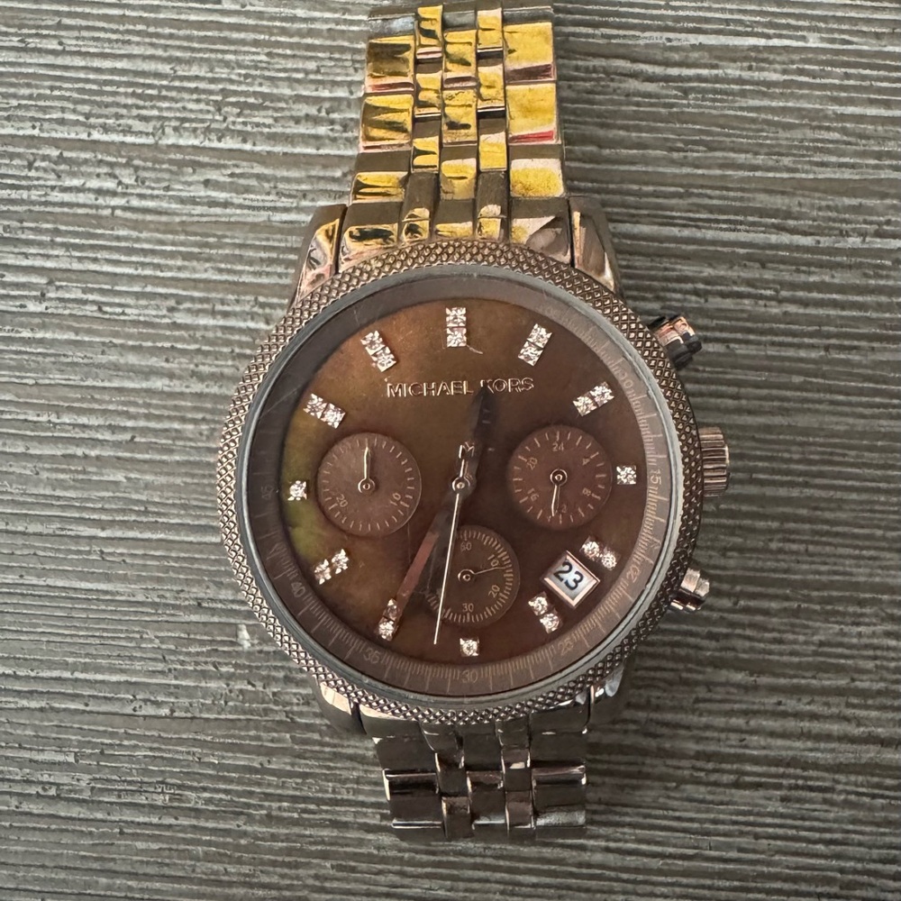 Michael Kors Gold and Brown Chronograph Watch